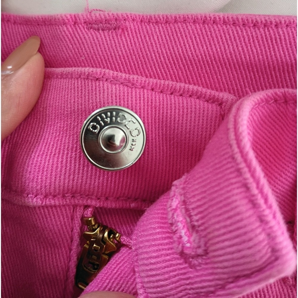 Hot Pink Cargo Jeans Wide Leg High Waisted Denim Pants - Picture 5 of 9
